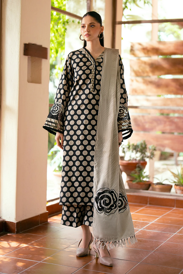 Astro 3Pc Printed & Embroidered winter dress