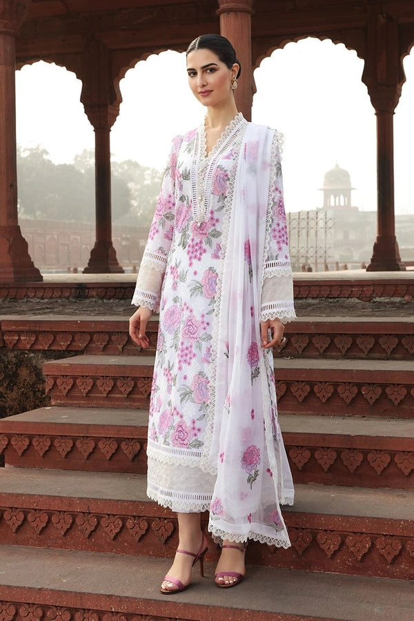 Bareeza Luxury Lawn Unstitched white BLOOM 3PC